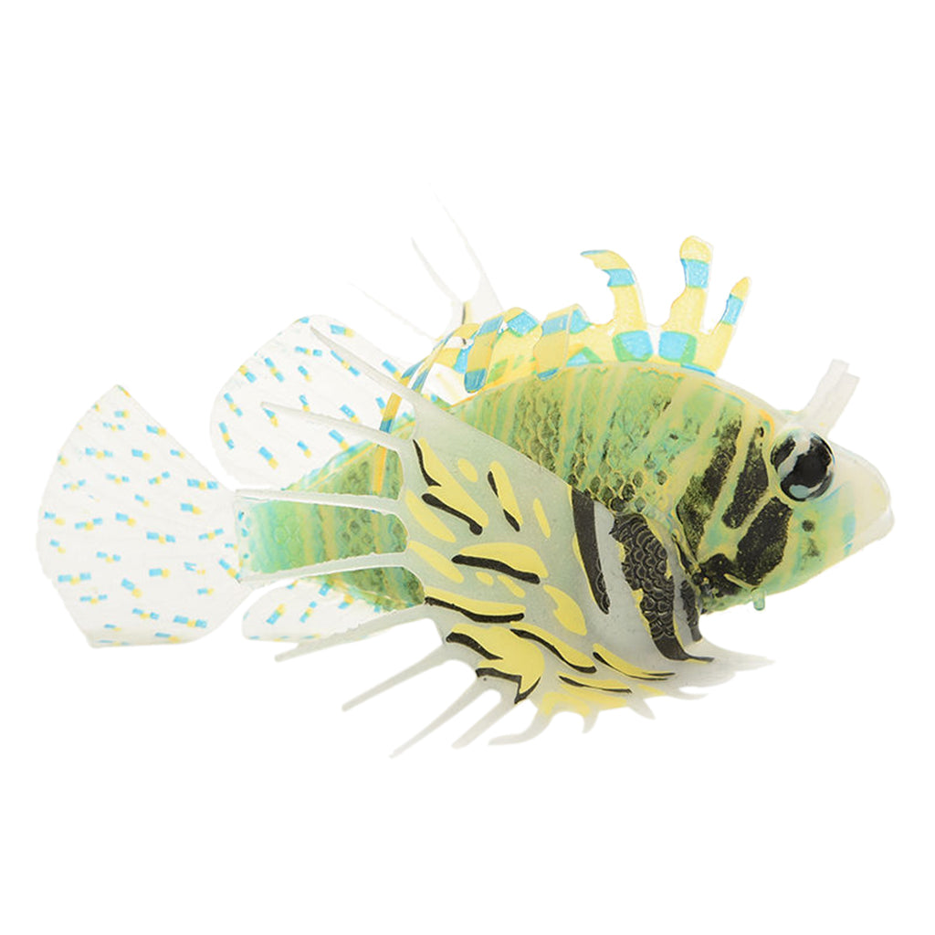 Maxbell Maxbell Artificial Silicone Glow Lionfish Snailfish Fish Aquarium Fish Harmless Fish Tank Decoration Ornaments Pet Supplies Green L
