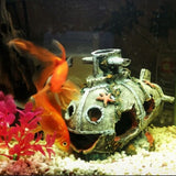 Maxbell Maxbell Resin Aquarium Submarine Simulation Wreck Ornament Fish Tank Decor-Red