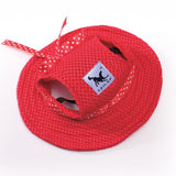 Maxbell 2xPet Dog Cat Kitten Princess Mesh Strap Hat Cap Sunbonnet Size M - Red