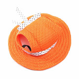 Maxbell 2xPet Dog Cat Kitten  Princess Mesh Strap Hat Cap Sunbonnet Size M - Orange