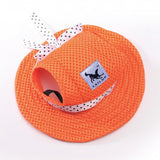 Maxbell 2xPet Dog Cat Kitten  Princess Mesh Strap Hat Cap Sunbonnet Size M - Orange