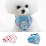 Maxbell Maxbell Pink Floral Pattern Dog Collar Lace Bowtie Stretchable Puppy Saliva Towel-M