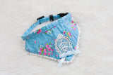 Maxbell Maxbell Blue Floral Pattern Dog Collar Lace Bownot Stretchable Puppy Saliva Towel-S