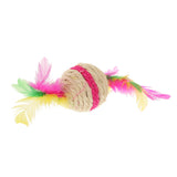 Maxbell Maxbell Pet Cat Kitten Feather Sisal Rope Ball Rattle Scratcher Toy Ball