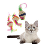 Maxbell Maxbell Pet Cat Kitten Feather Sisal Rope Ball Rattle Scratcher Toy Ball