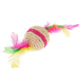 Maxbell Maxbell Pet Cat Kitten Feather Sisal Rope Ball Rattle Scratcher Toy Ball