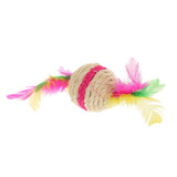 Maxbell Maxbell Pet Cat Kitten Feather Sisal Rope Ball Rattle Scratcher Toy Ball