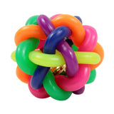 Maxbell Maxbell Pet Dog Cat Sensitivity Training Exercise Toy Rainbow Rubber Round Ball With Bell Puppy Pet Toy Multicolor 6.5cm