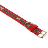 Maxbell Maxbell Adjustable Puppy PU Leather Bone Reflective Safety Buckle Dog Collar-Red