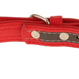 Maxbell Maxbell Adjustable Puppy PU Leather Bone Reflective Safety Buckle Dog Collar-Red