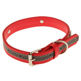 Maxbell Maxbell Adjustable Puppy PU Leather Bone Reflective Safety Buckle Dog Collar-Red