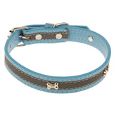 Maxbell Maxbell Pet Puppy PU Leather Belt Bone Reflective Safety Buckle Dog Collar-Sky Blue