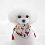 Maxbell Maxbell Dinosaur Pattern Pet Dog Puppy Collar Tassel Stretchable Saliva Towel S Pink
