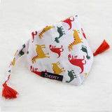Maxbell Maxbell Dinosaur Pattern Pet Dog Puppy Collar Tassel Stretchable Saliva Towel S Pink