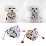 Maxbell Maxbell Dinosaur Pattern Pet Dog Puppy Collar Tassel Stretchable Saliva Towel S Pink