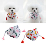 Maxbell Maxbell Dinosaur Pattern Pet Dog Puppy Collar Tassel Stretchable Saliva Towel M Pink