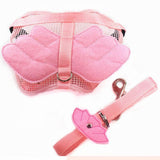 Maxbell Maxbell Adjustable Angle Wing Shape Nylon Harness Pet Leash Lead Strap Pink - S