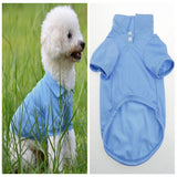 Maxbell Maxbell Pet Dog Polo T-shirt Puppy Apparel Doggy Clothes Solid-colored Outfit Blue-M