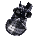 Maxbell Maxbell Pet Dog Blue Plaid Pattern T-Shirt Lapel Coat Jacket Clothes Apparel Tops-XS