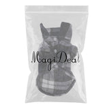 Maxbell Maxbell Pet Dog Blue Plaid Pattern T-Shirt Lapel Coat Jacket Clothes Apparel Tops-XS