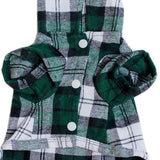 Maxbell Maxbell Pet Dog Green Plaid Pattern T-Shirt Lapel Coat Jacket Clothes Apparel Tops-M