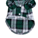 Maxbell Maxbell Pet Dog Green Plaid Pattern T-Shirt Lapel Coat Jacket Clothes Apparel Tops-M