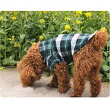 Maxbell Maxbell Pet Dog Green Plaid Pattern T-Shirt Lapel Coat Jacket Clothes Apparel Tops-M