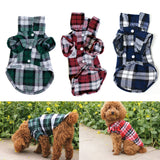 Maxbell Maxbell Pet Dog Green Plaid Pattern T-Shirt Lapel Coat Jacket Clothes Apparel Tops-M