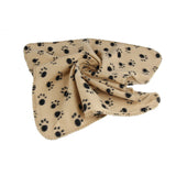 Maxbell Maxbell Warm Brown Fleece Blanket Pet Dog Paw Print Pattern Soft Bed Mat--S