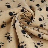 Maxbell Maxbell Warm Brown Fleece Blanket Pet Dog Paw Print Pattern Soft Bed Mat--S