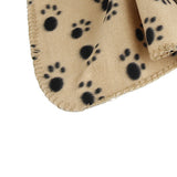 Maxbell Maxbell Warm Brown Fleece Blanket Pet Dog Paw Print Pattern Soft Bed Mat--S