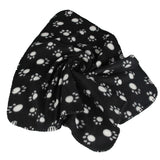 Maxbell Maxbell Warm Black Fleece Blanket Pet Dog Paw Print Pattern Soft Bed Mat--S
