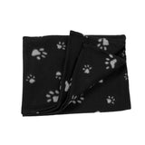 Maxbell Maxbell Warm Black Fleece Blanket Pet Dog Paw Print Pattern Soft Bed Mat--S