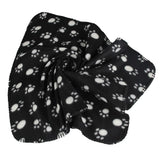 Maxbell Maxbell Warm Black Fleece Blanket Pet Dog Paw Print Pattern Soft Bed Mat--M