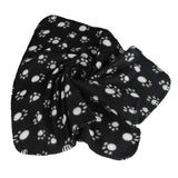 Maxbell Maxbell Warm Black Fleece Blanket Pet Dog Paw Print Pattern Soft Bed Mat--M