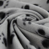 Maxbell Maxbell Warm Gray Fleece Blanket Pet Dog Paw Print Pattern Soft Bed Mat--S