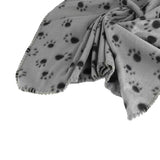 Maxbell Maxbell Warm Gray Fleece Blanket Pet Dog Paw Print Pattern Soft Bed Mat--S