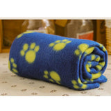 Maxbell Maxbell Warm Blue Fleece Blanket Pet Dog Paw Print Pattern Soft Bed Mat--M
