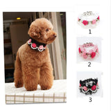 Maxbell Maxbell Pet Dog Cat Puppy Imitation Pearls Necklace Flower Lace Collar Belt Black S