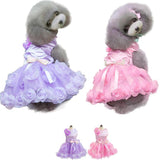 Maxbell Maxbell Dog Pet Puppy Princess Dress Tutu Skirt Layered Roses Decor Clothes Pink S