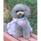 Maxbell Maxbell Dog Puppy Princess Dress Tutu Skirt Layered Roses Decor Clothes Purple XS