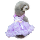 Maxbell Maxbell Dog Puppy Princess Dress Tutu Skirt Layered Roses Decor Clothes Purple XS