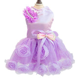 Maxbell Maxbell Dog Puppy Princess Dress Tutu Skirt Layered Roses Decor Clothes Purple XS