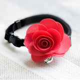 Maxbell Maxbell Dog Cat Puppy Rose Flower Lace Bell Hair Pin Bows Neck Tie Collar Set Rosy
