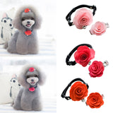 Maxbell Maxbell Dog Cat Puppy Rose Flower Lace Bell Hair Pin Bows Neck Tie Collar Set Rosy