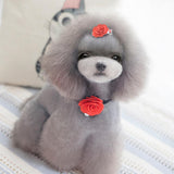 Maxbell Maxbell Dog Cat Puppy Rose Flower Lace Bell Hair Pin Bows Neck Tie Collar Set Red