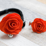 Maxbell Maxbell Dog Cat Puppy Rose Flower Lace Bell Hair Pin Bows Neck Tie Collar Set Red