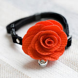 Maxbell Maxbell Dog Cat Puppy Rose Flower Lace Bell Hair Pin Bows Neck Tie Collar Set Red