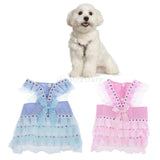 Maxbell Maxbell Dog Pet Puppy Grid Lace Bow Summer Skirt Jumpsuit Vest Dress Clothes Pink M