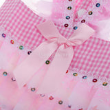 Maxbell Maxbell Dog Pet Puppy Grid Lace Bow Summer Skirt Jumpsuit Vest Dress Clothes Pink M